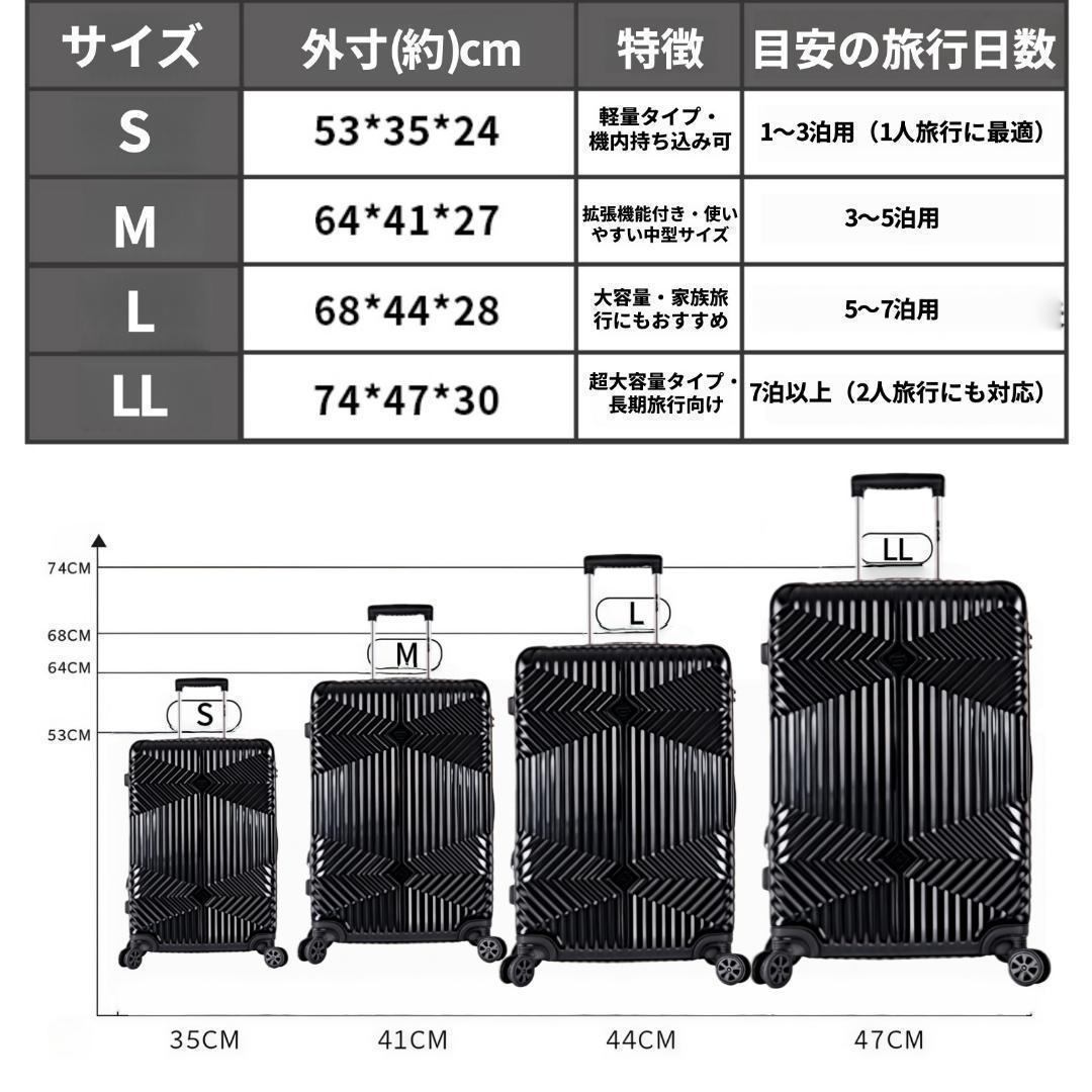 スーツケース 3点セット LL・M・S 拡張機能付き TSAロック搭載 新品
