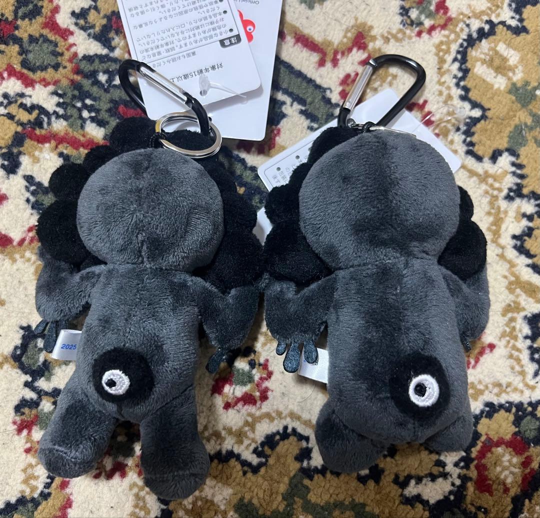 お顔厳選⭐️大阪万博 黒ミャクミャク カラビナ付きマスコット 立ち お座り セット