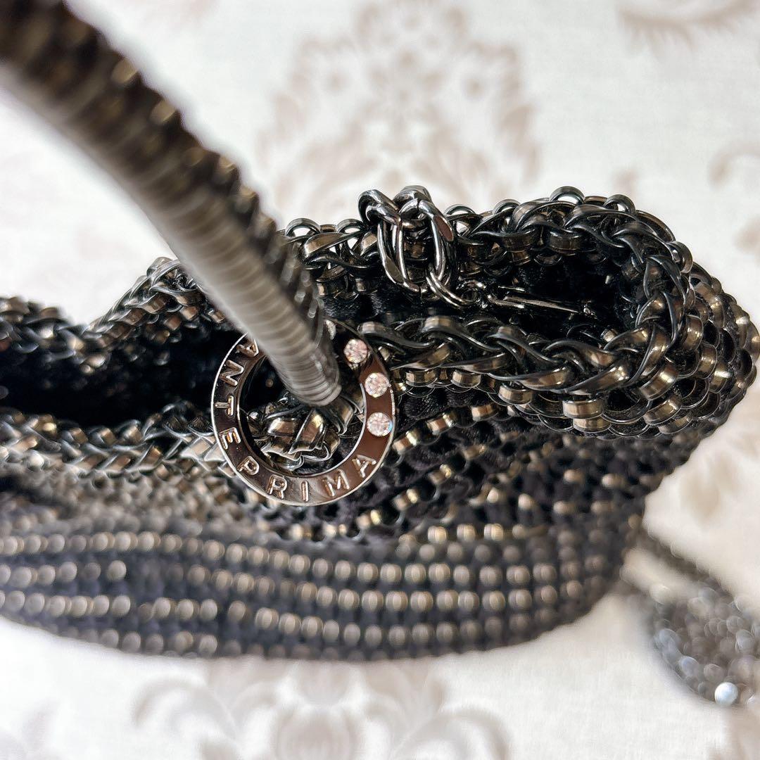 美品　アンテプリマ　黒　リボンバッグ　ハンドバッグ　ショルダー　2way