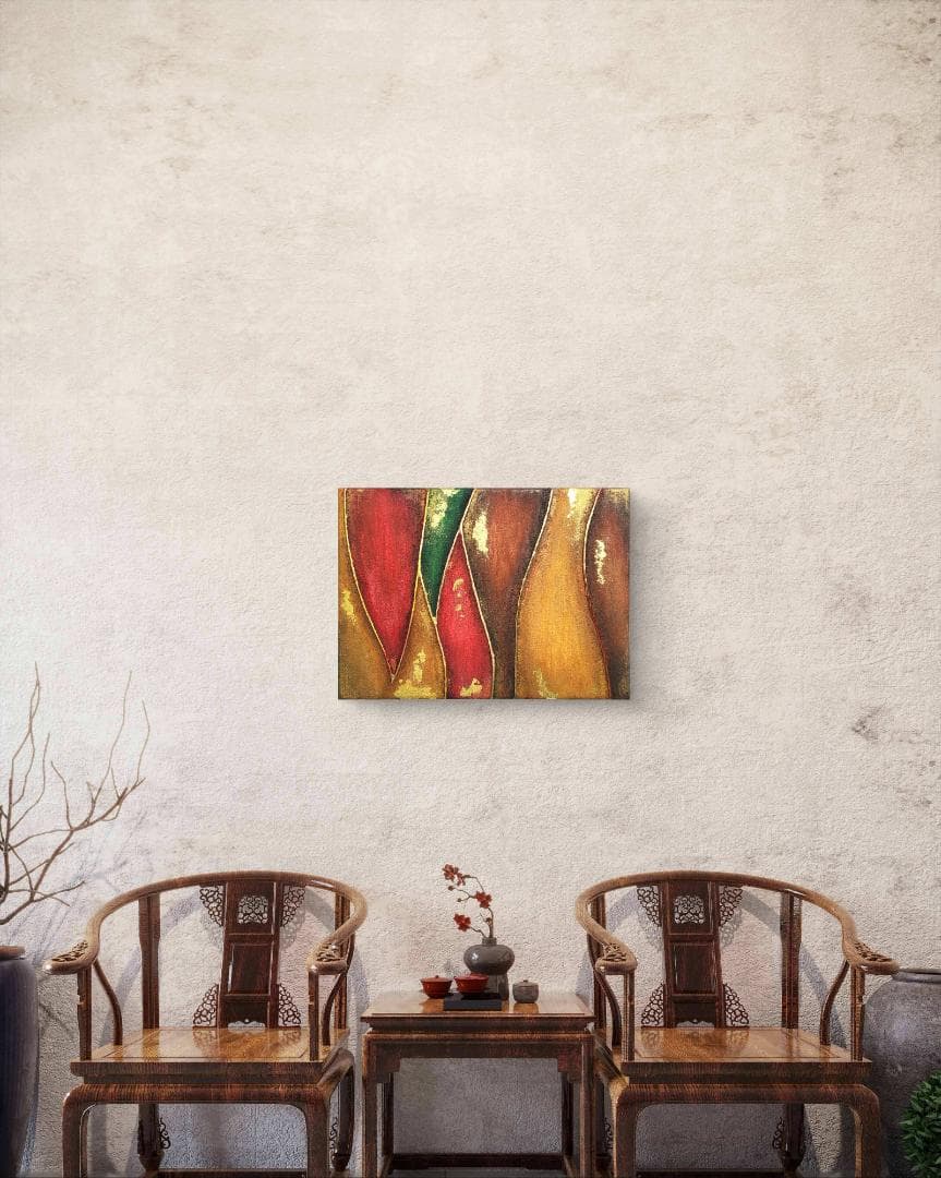 カルテット - 抽象画 24×33㎝ キャンバス F4号 原画1点のみ モダン画