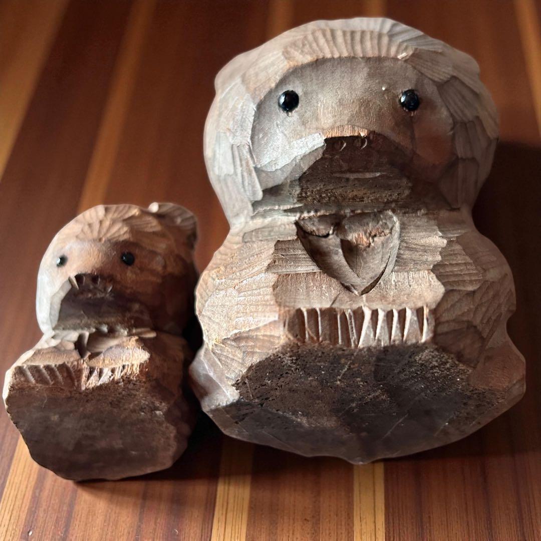 ガラス目 熊ボッコ×2 熊彫アイヌ民藝 ウポポイ オロッコ ウィルタ 郷土玩具