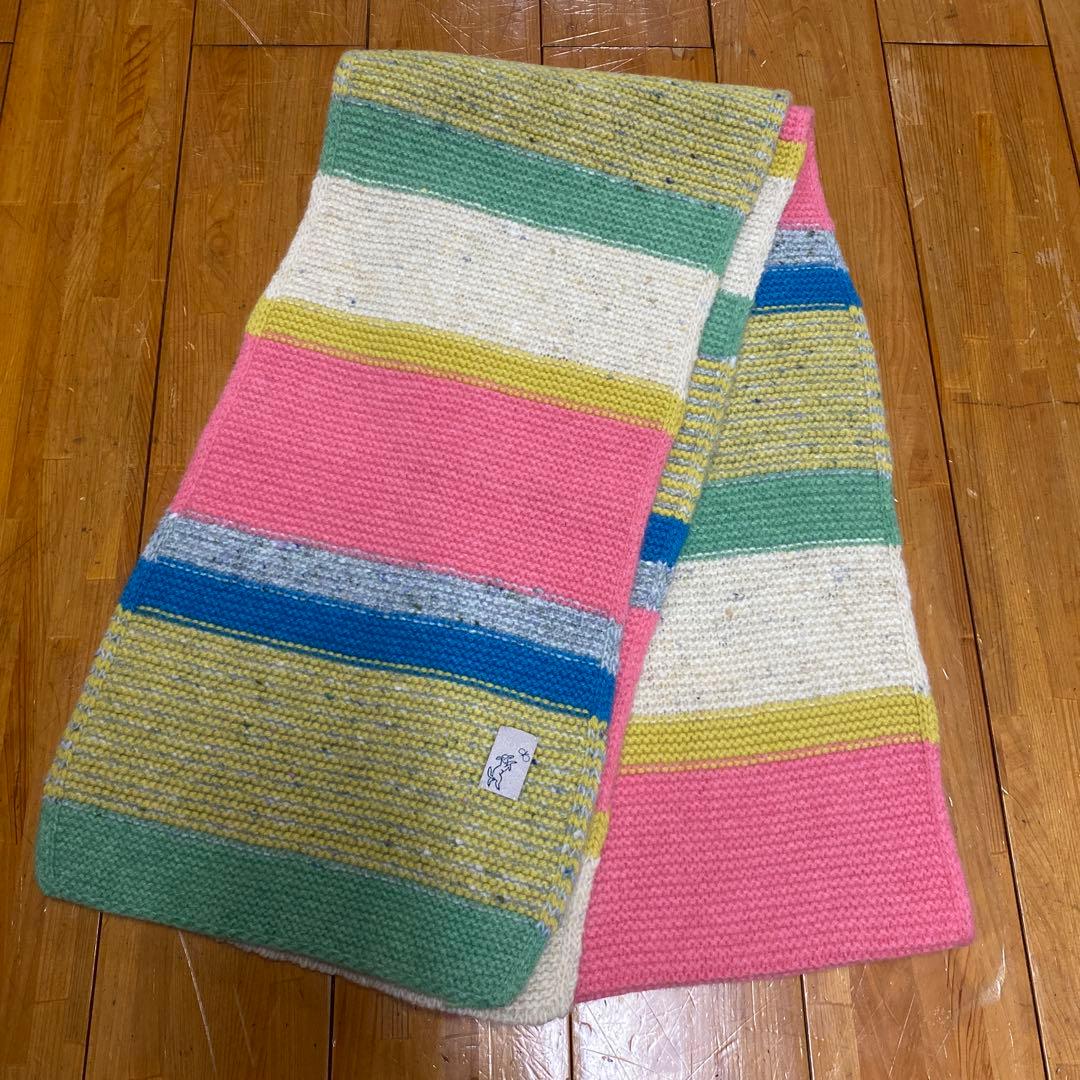 ミナペルホネン×ヒカルノグチ　ロングニットマフラー　マルチボーダー柄