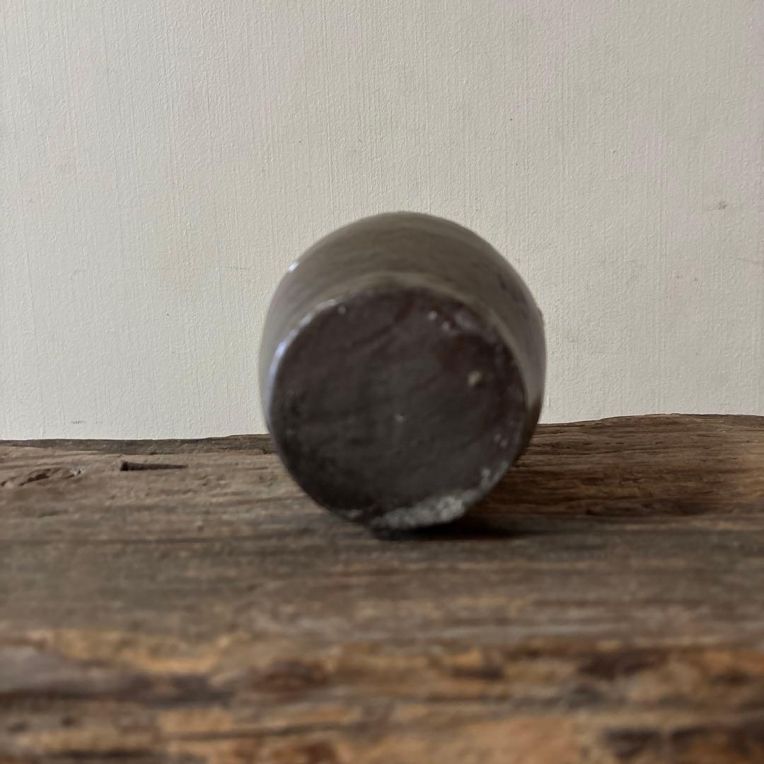 丹波　イッチン紋栗酒小徳利　16cm 明治　花入酒器　骨董.花入.古民芸.筒描