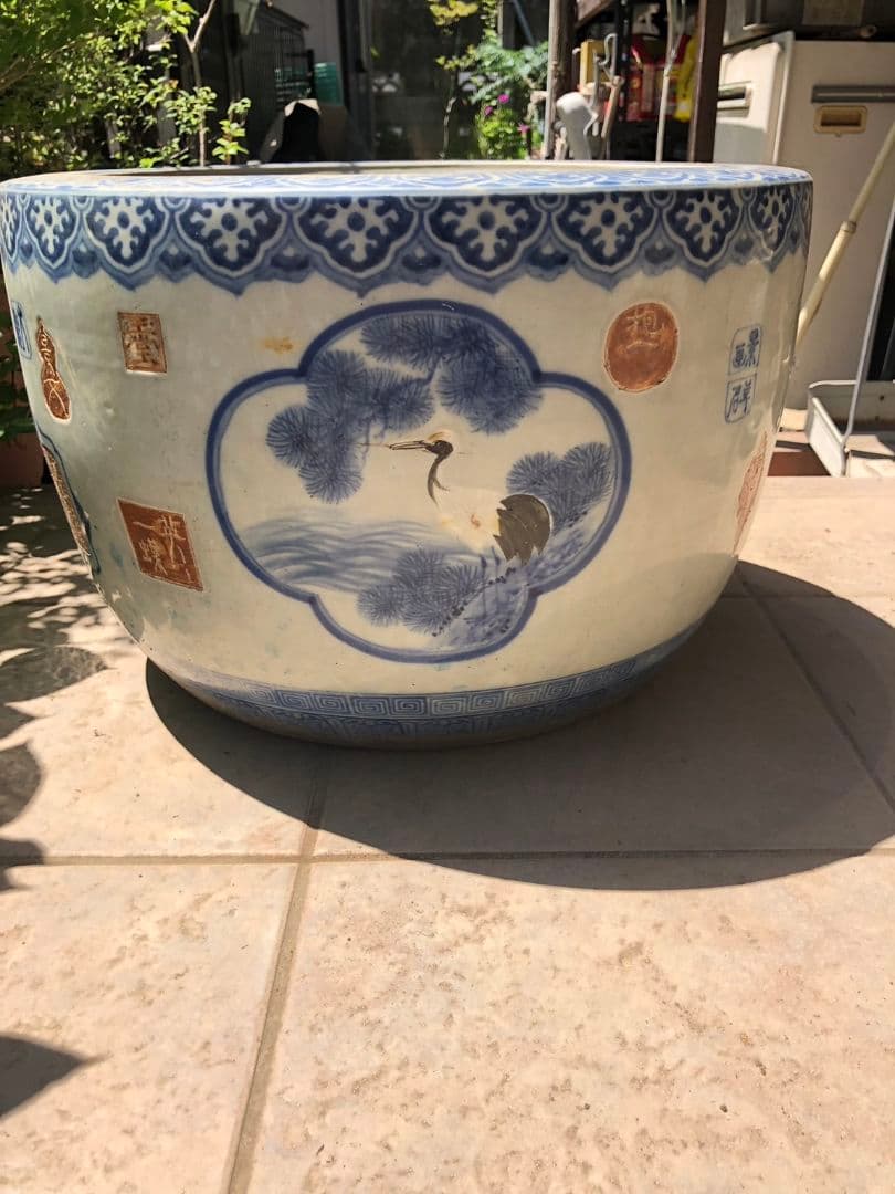 伊万里焼　火鉢　染付窓絵　手渡し　直接取引