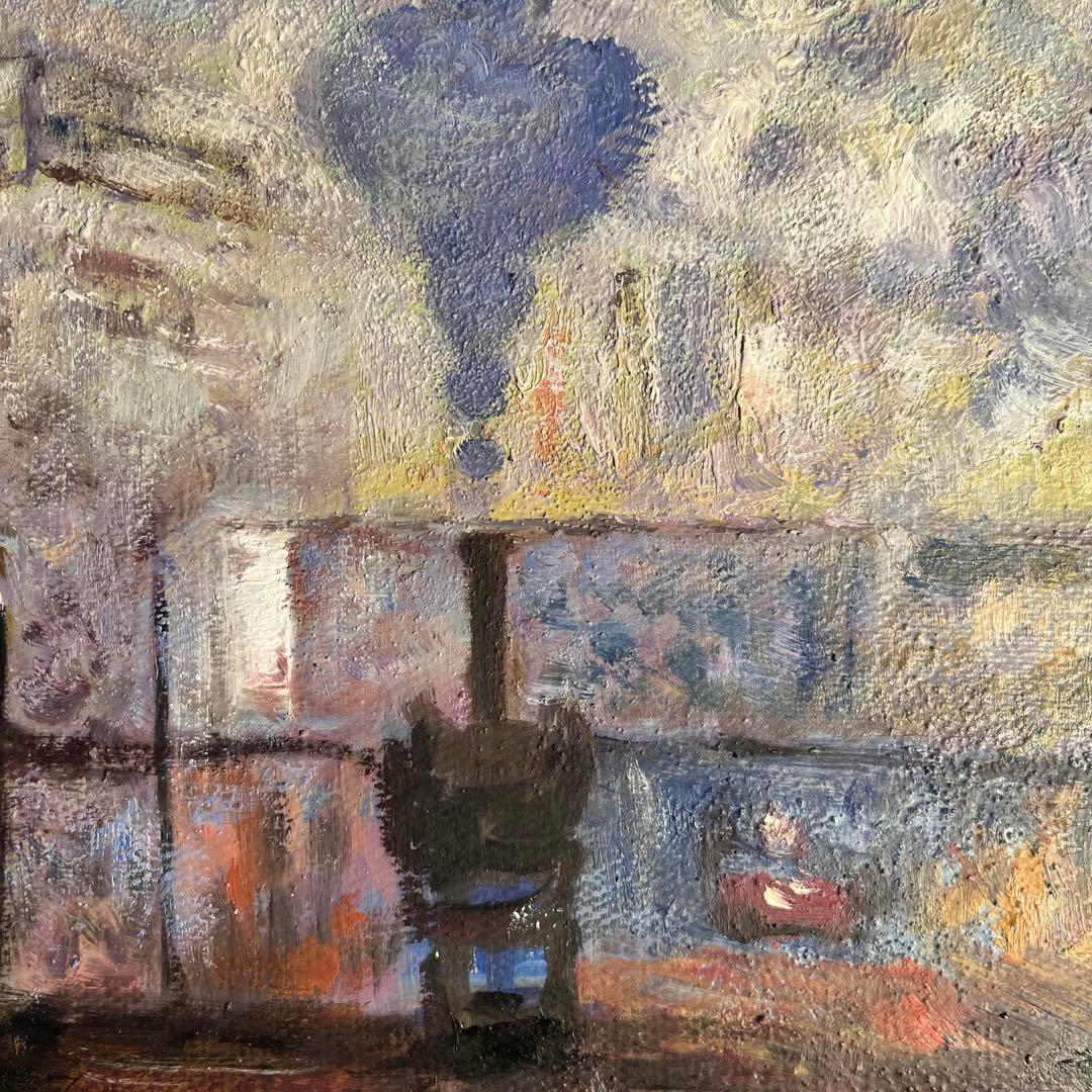 ★秀作★ 手書き油絵 クロード・モネ サン・ラザール駅 額付 絵画 油彩画