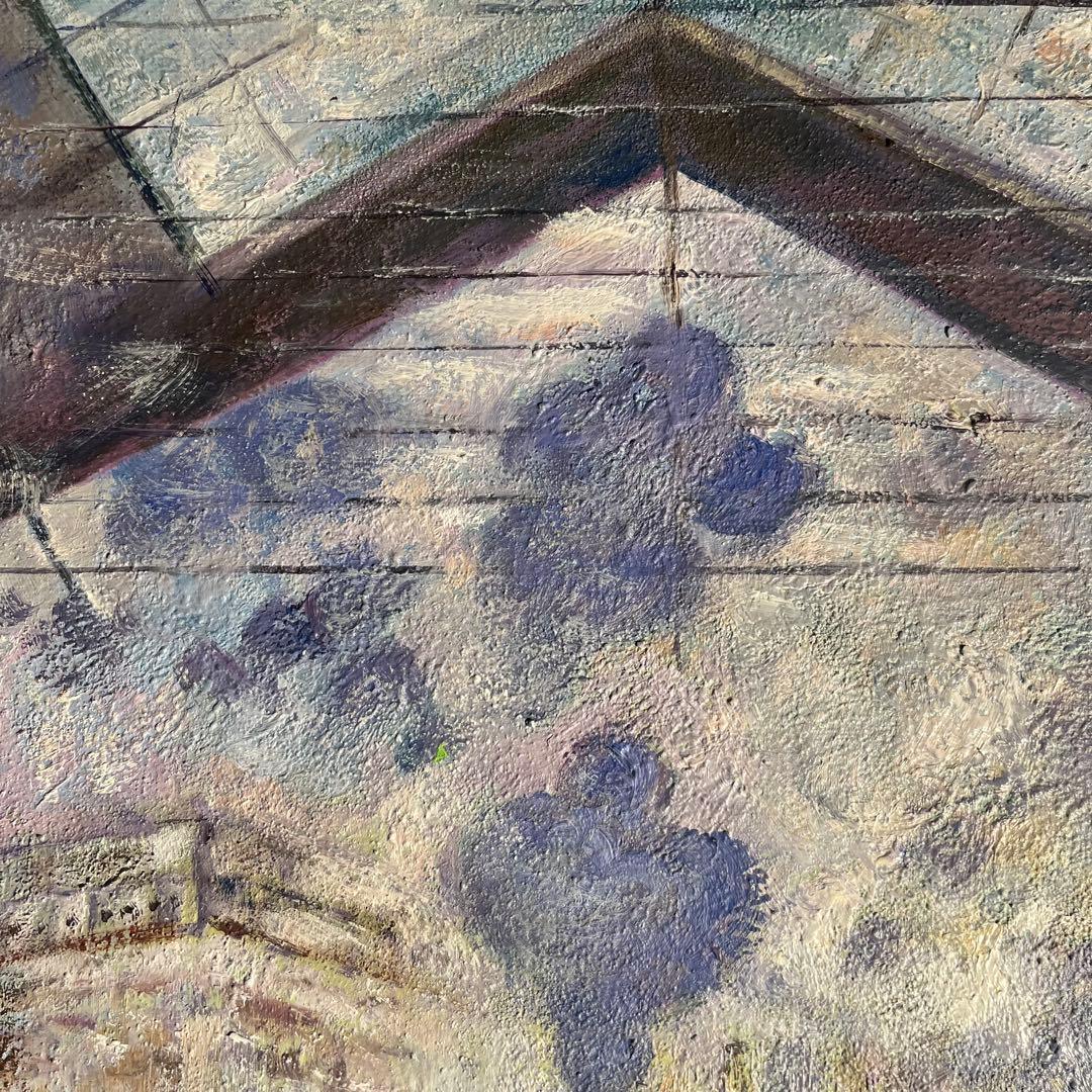 ★秀作★ 手書き油絵 クロード・モネ サン・ラザール駅 額付 絵画 油彩画