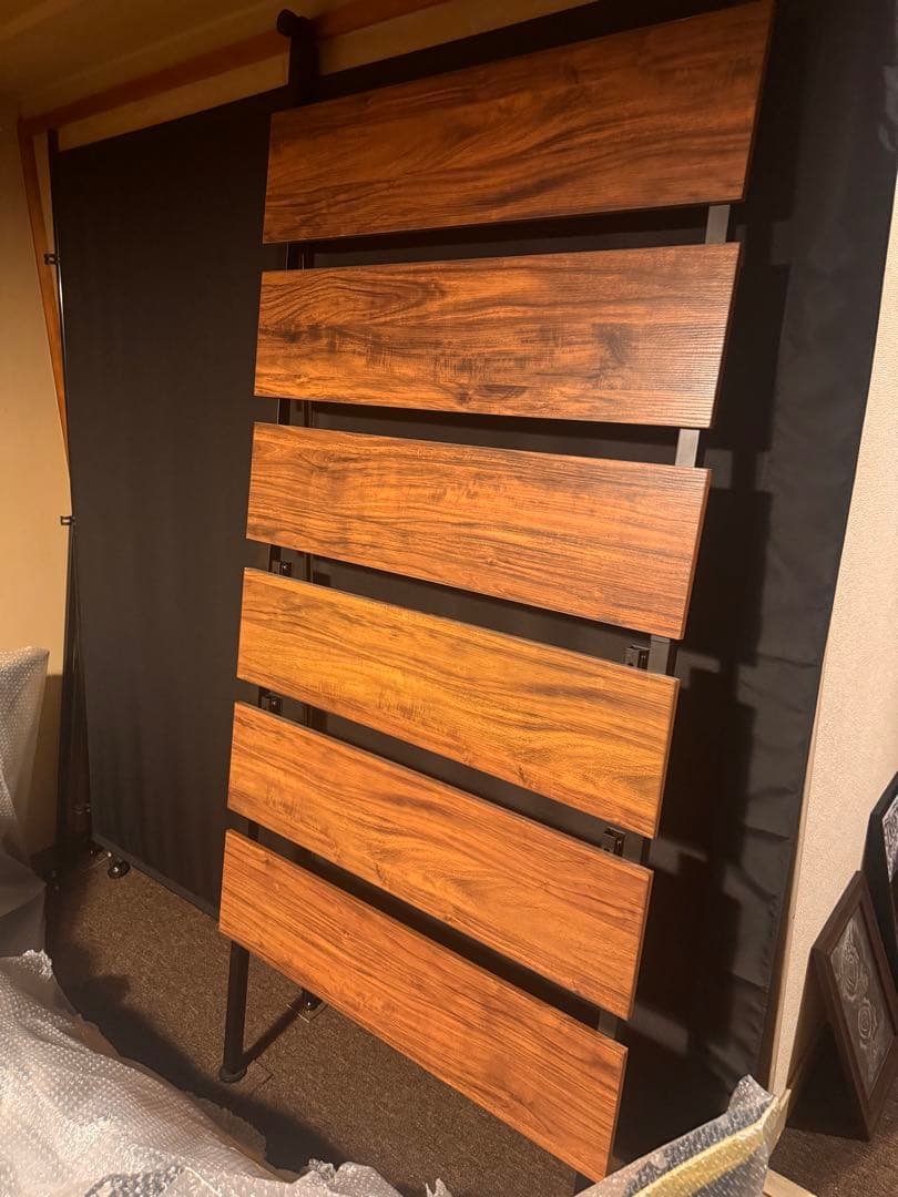 木製パーテーション 5段棚付き ブラウン