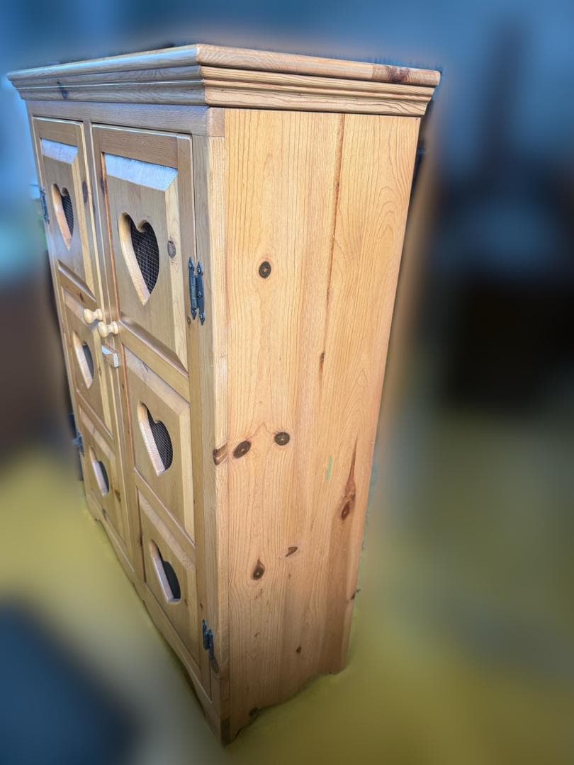 カントリー調 ハート 木製キャビネット