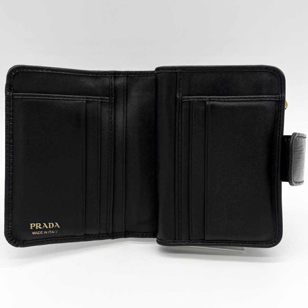 【希少美品✨】 プラダ 二つ折り財布 ヴィッテロムーブ L字ジップ ブラック 黒