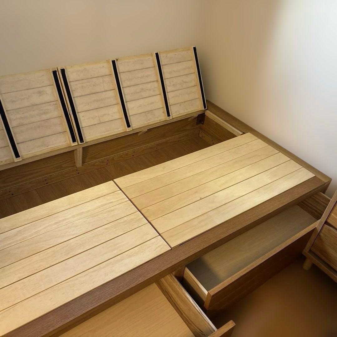 無印良品　収納ベッド　シングル　オーク材　廃盤商品　汚れあり