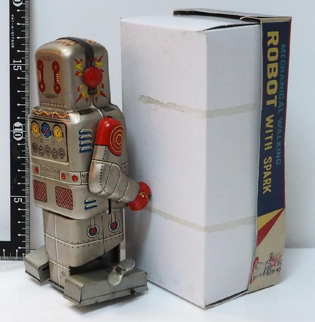 S.Y【メカニカル ウォーキング発火ロボット】ブリキ製ゼンマイ歩行 箱はコピー