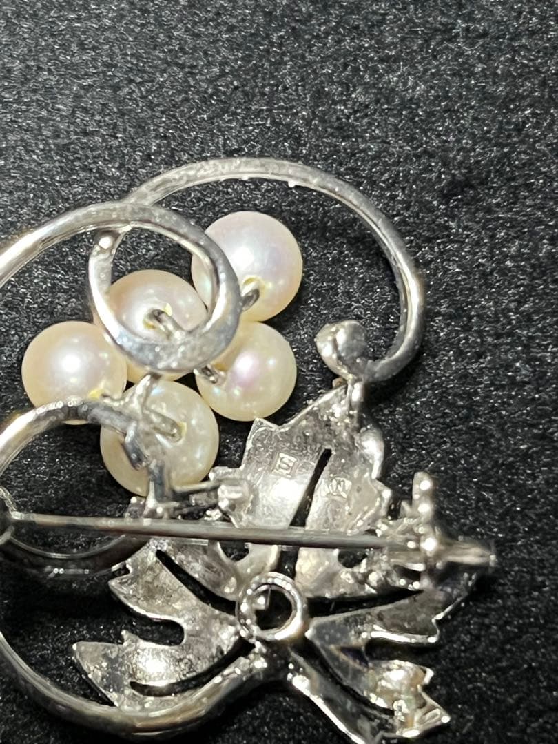 ミキモトシルバー 真珠 ブローチ