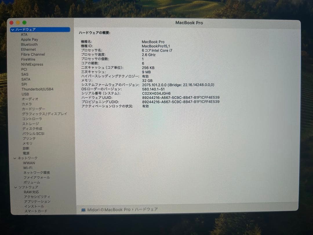 MacBook Pro 15インチ 2018 32GB / 500GB