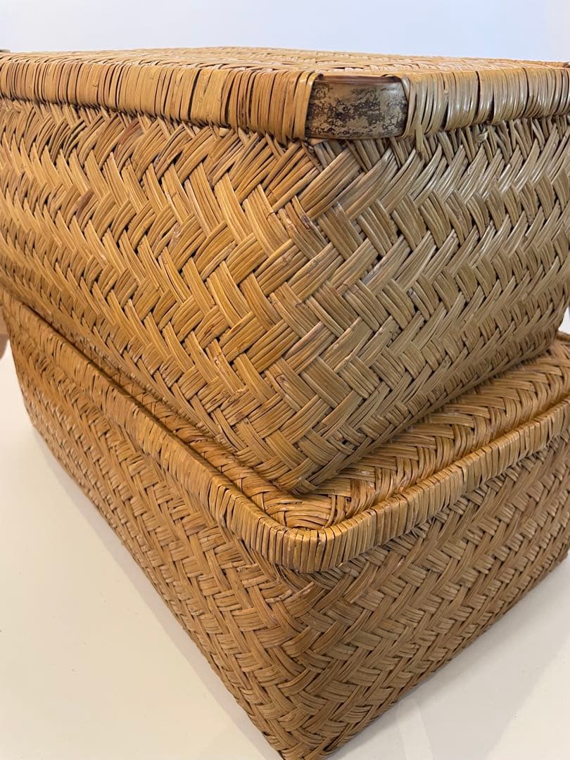 昭和レトロ 柳行李 やなぎこおり 衣類収納 収納ボックス 希少品　2個セット