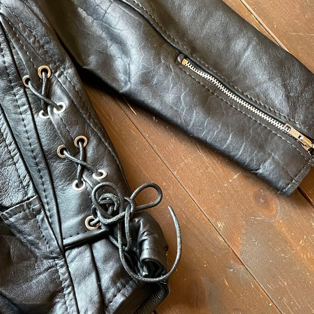 ■439 80年代ヨーロッパ ヴィンテージ古着 レザーライダースジャケット