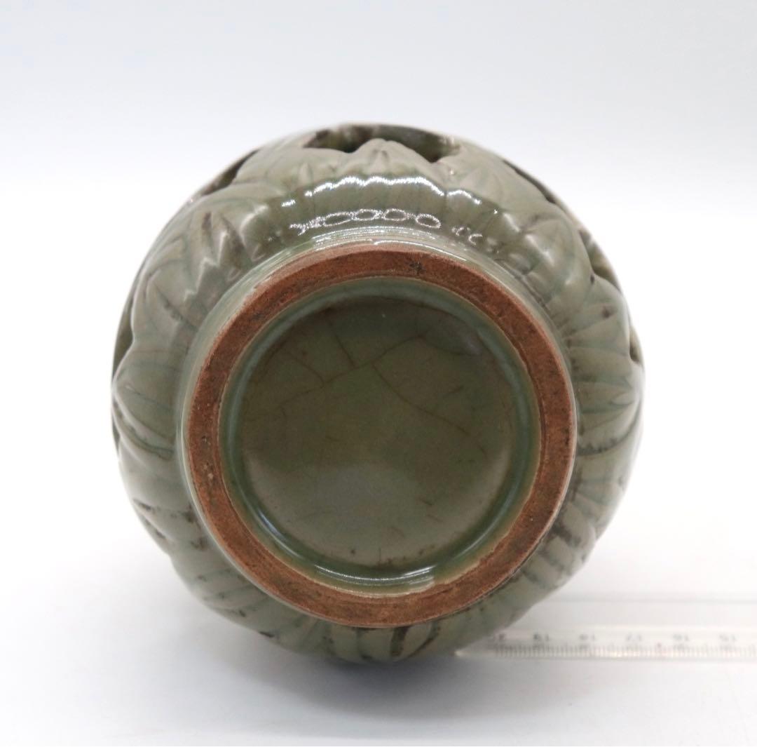 青磁　透花瓶　木箱入れ　送料込み0729