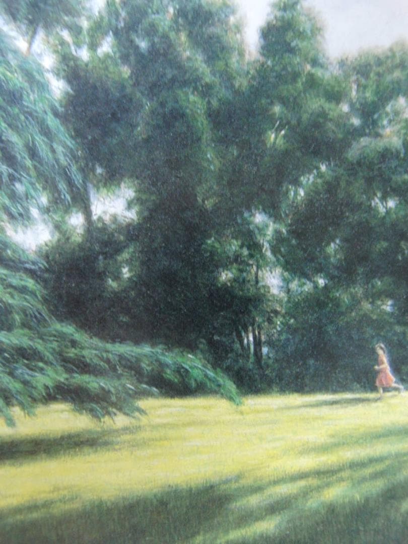 山本貞、【丘の光景】、希少な額装用画集より、新品額装付