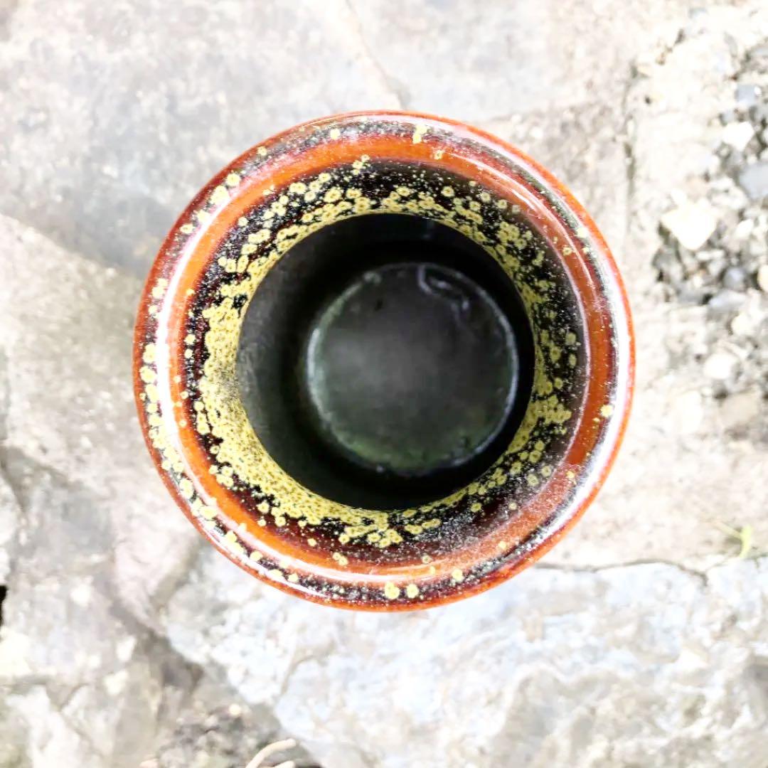 値下げ！骨董 古道具 丹波立杭焼 雅峰窯 窯変面取花器 花入れ　花瓶