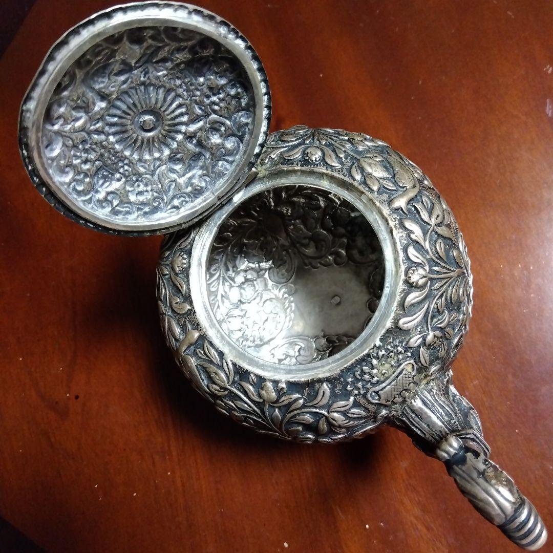 アンティーク ティーセット 銀メッキ 彫刻装飾 ヴィクトリアン風