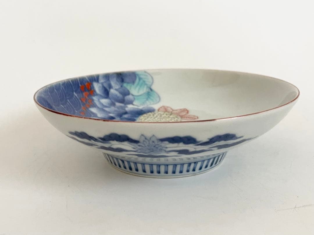 骨董　アンティーク　色絵紫陽花図　五寸皿　色鍋島　平戸　古平戸　ニュウあり