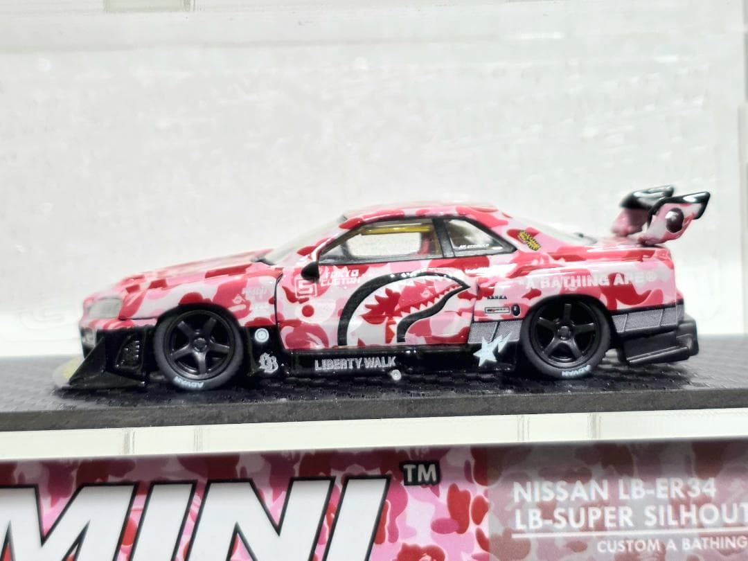 限定 LBWK Mini GT BAPE 日産 R34 + ケース付き