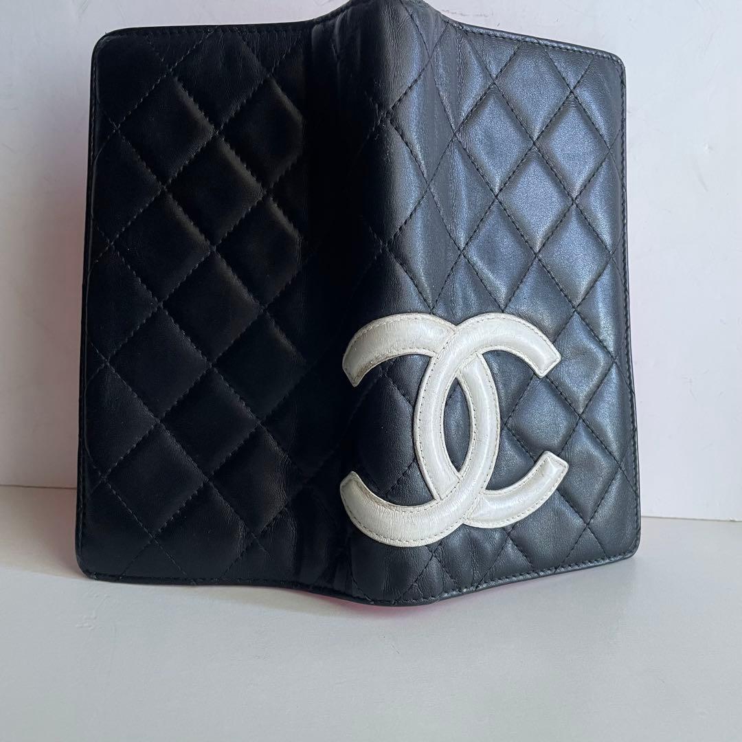 箱シール有り✨CHANEL マトラッセ カンボンライン ２つ折り長財布白黒ピンク