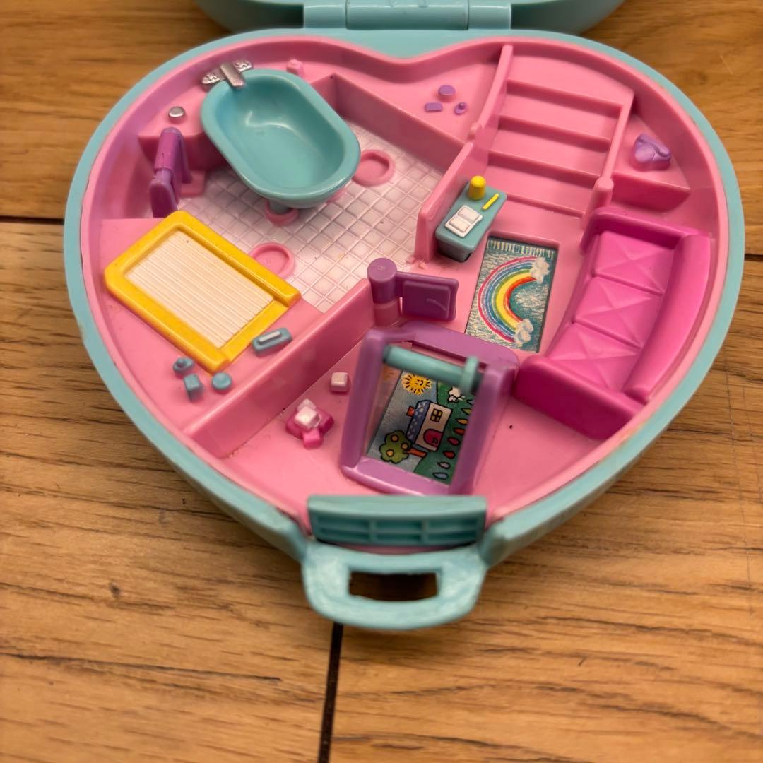 ポーリーポケット•ベビールーム・コンパクト•ハート型•パステルブルー