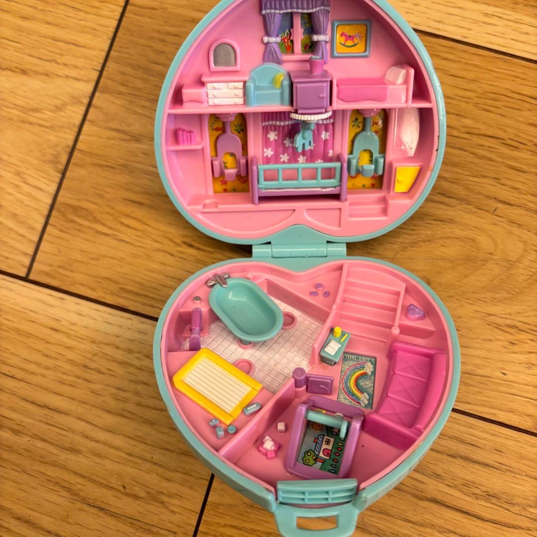 ポーリーポケット•ベビールーム・コンパクト•ハート型•パステルブルー