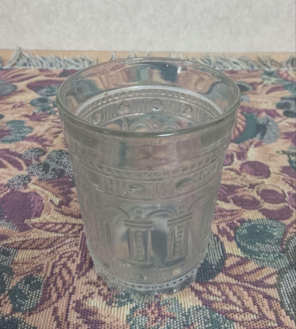 大正～昭和初期 プレスガラス  幾何学模様 水飲みコップ 和ガラス