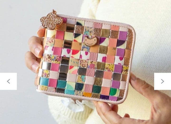 ツモリチサト　エポネコメッシュ ラウンドファスナー2つ折り財布　ピンク