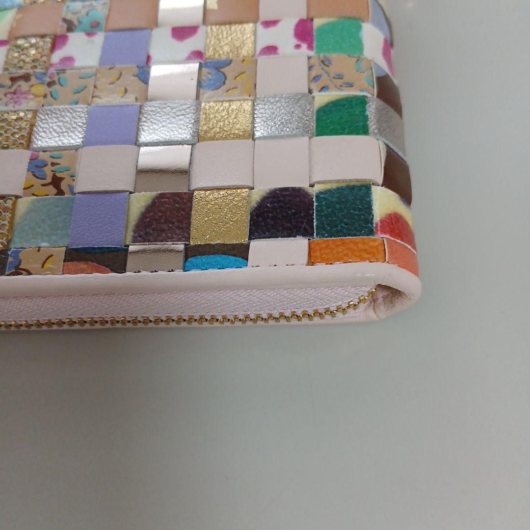 ツモリチサト　エポネコメッシュ ラウンドファスナー2つ折り財布　ピンク