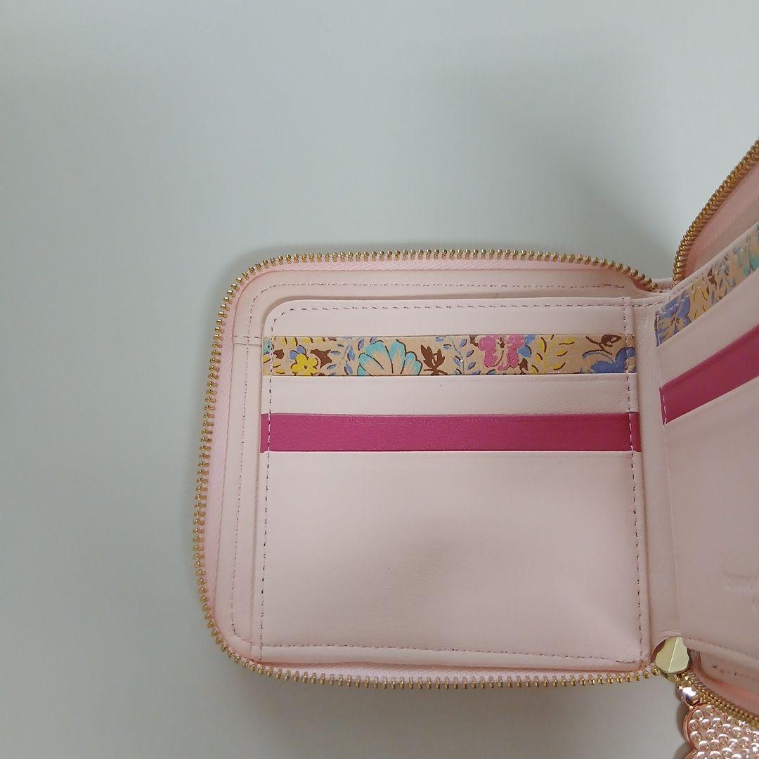 ツモリチサト　エポネコメッシュ ラウンドファスナー2つ折り財布　ピンク