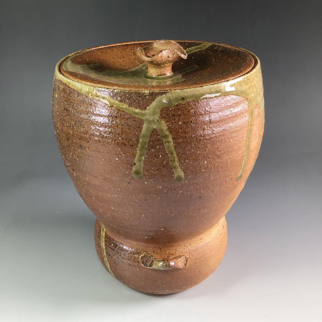 Ｒ５３５　水指　『松古窯　佐久間勝山造』『耳付』『瓢形水指』　共箱　茶道具