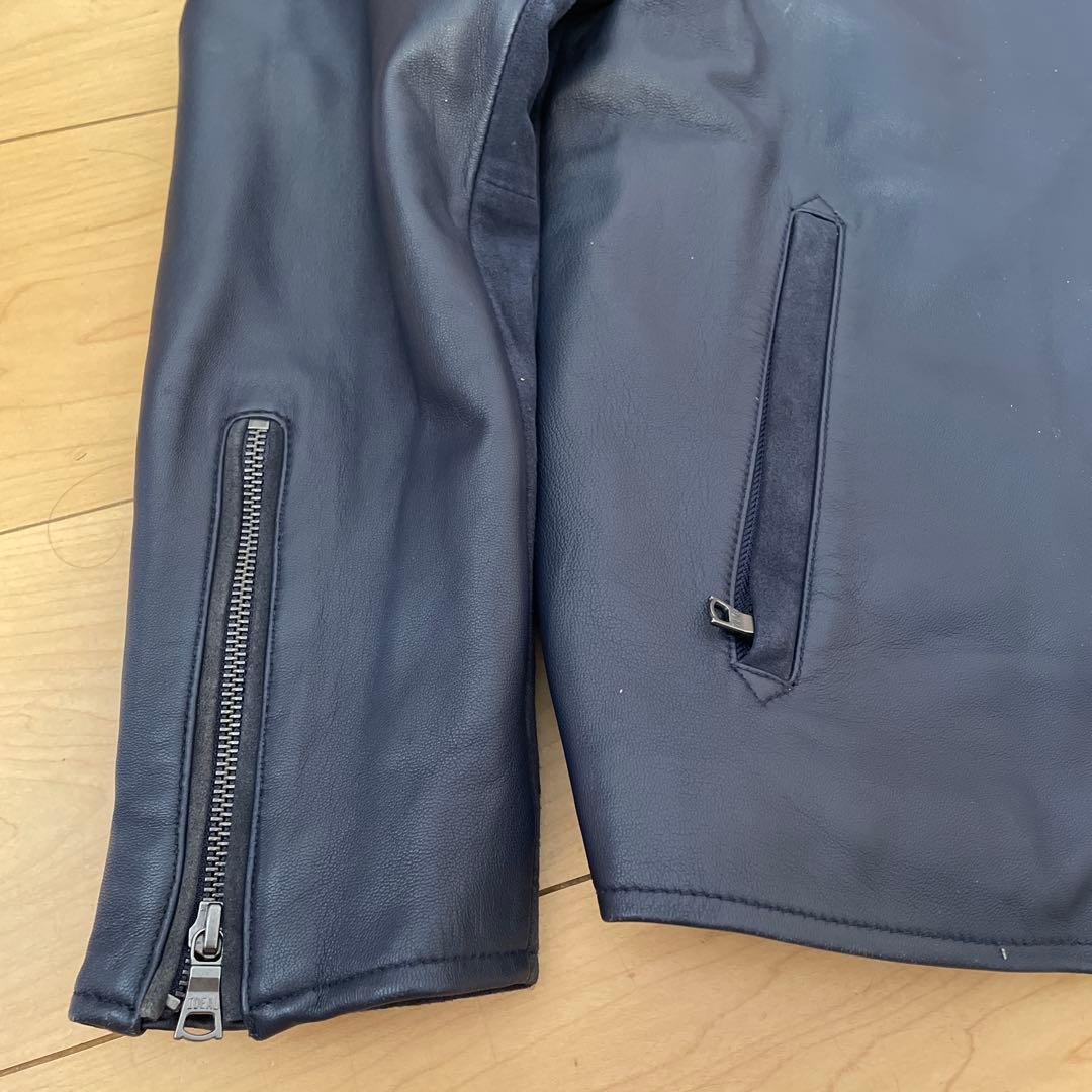 参価7.7万【ダファー】インディゴレーベル ネイビーシングルレザーライダース