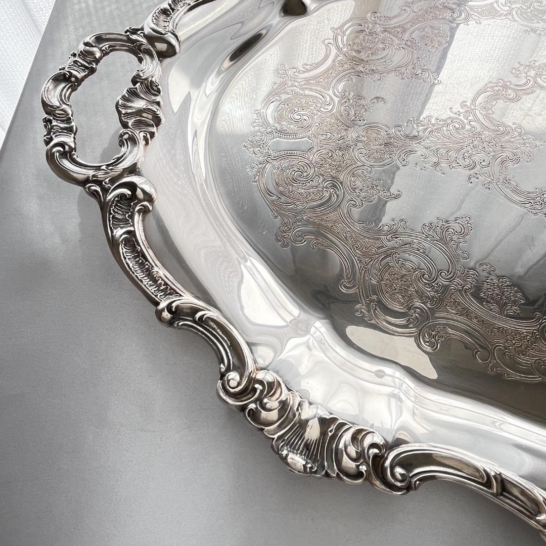 【Gorham】ギャラリートレー【シルバープレート】67cm 特大型