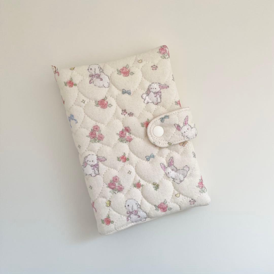 非売品　韓国　バインダー　カバー　貯金　現金管理　クリーム　うさぎ　りぼん