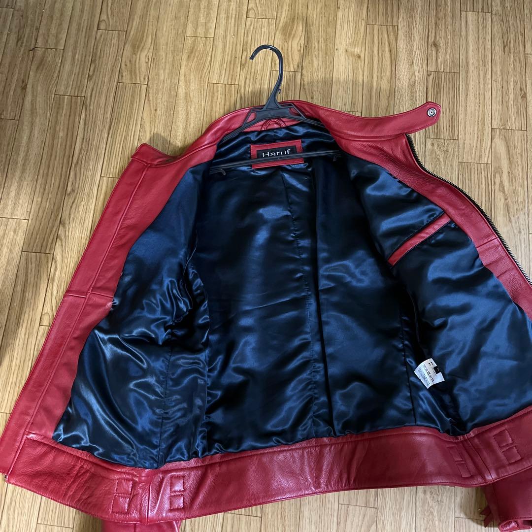 Haruf レッド シングルライダースジャケット