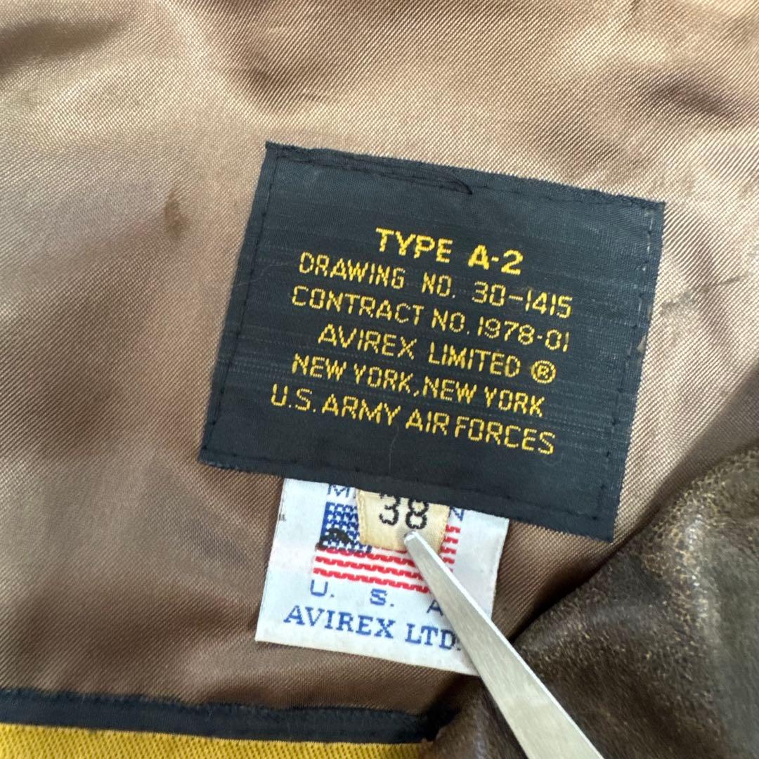 ☆【USA製】AVIREX A-2 フライトジャケット SCOVILL レザー☆