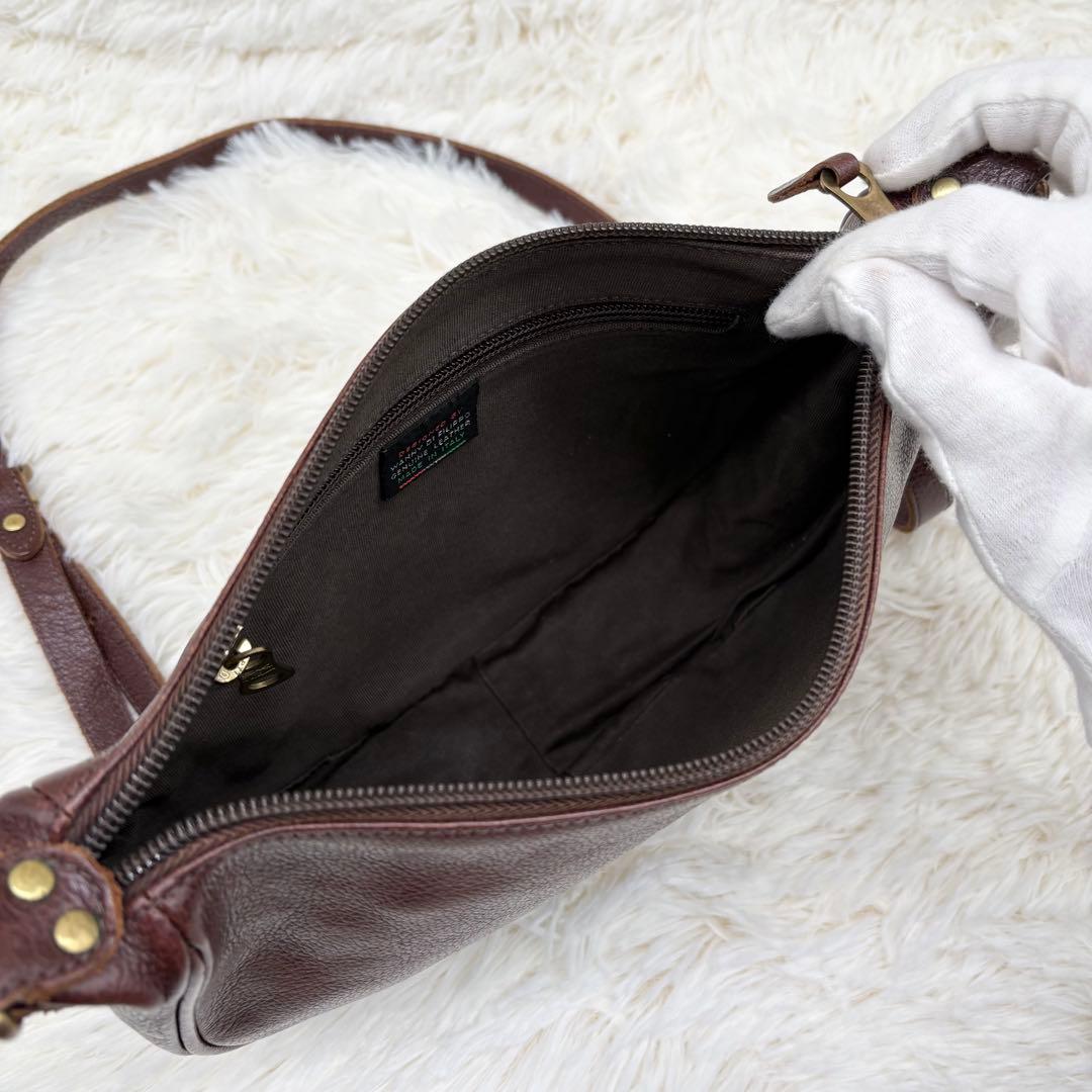 イルビゾンテ ショルダーバッグ ダークブラウン レザー 三日月 イタリア製