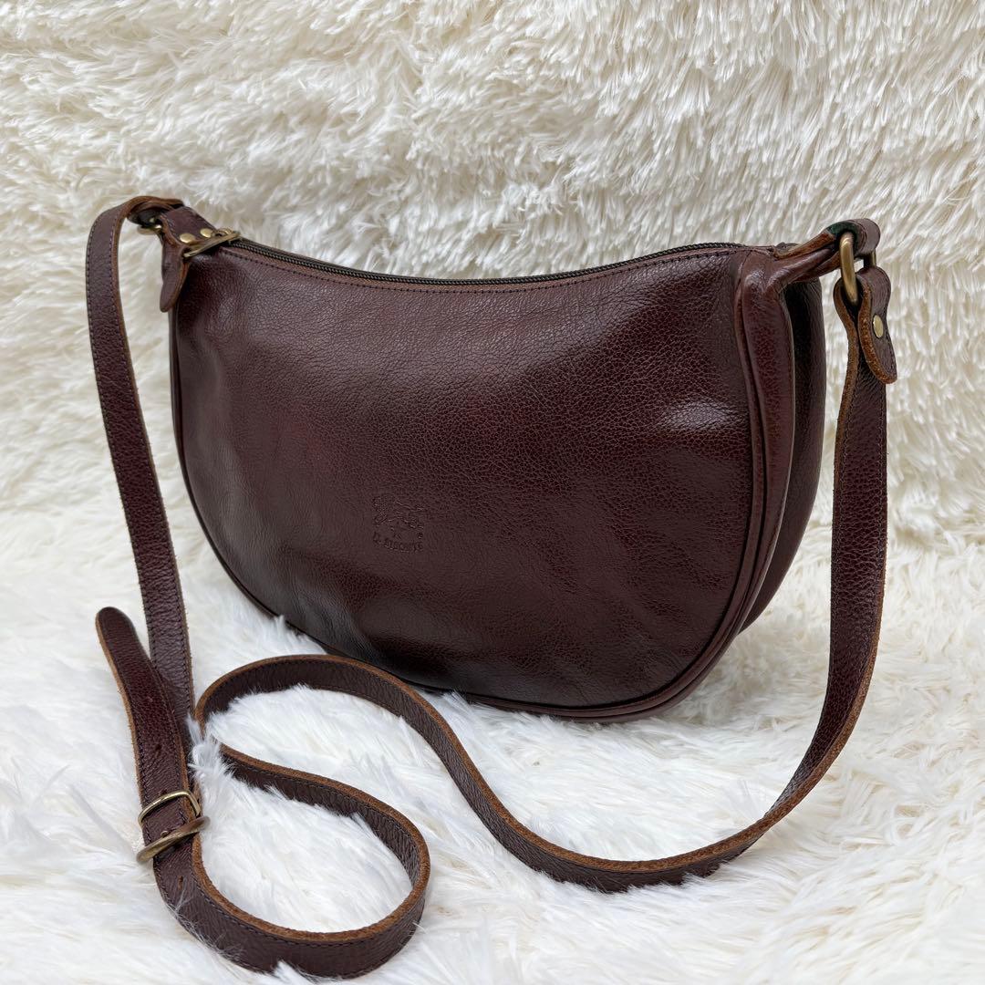 イルビゾンテ ショルダーバッグ ダークブラウン レザー 三日月 イタリア製