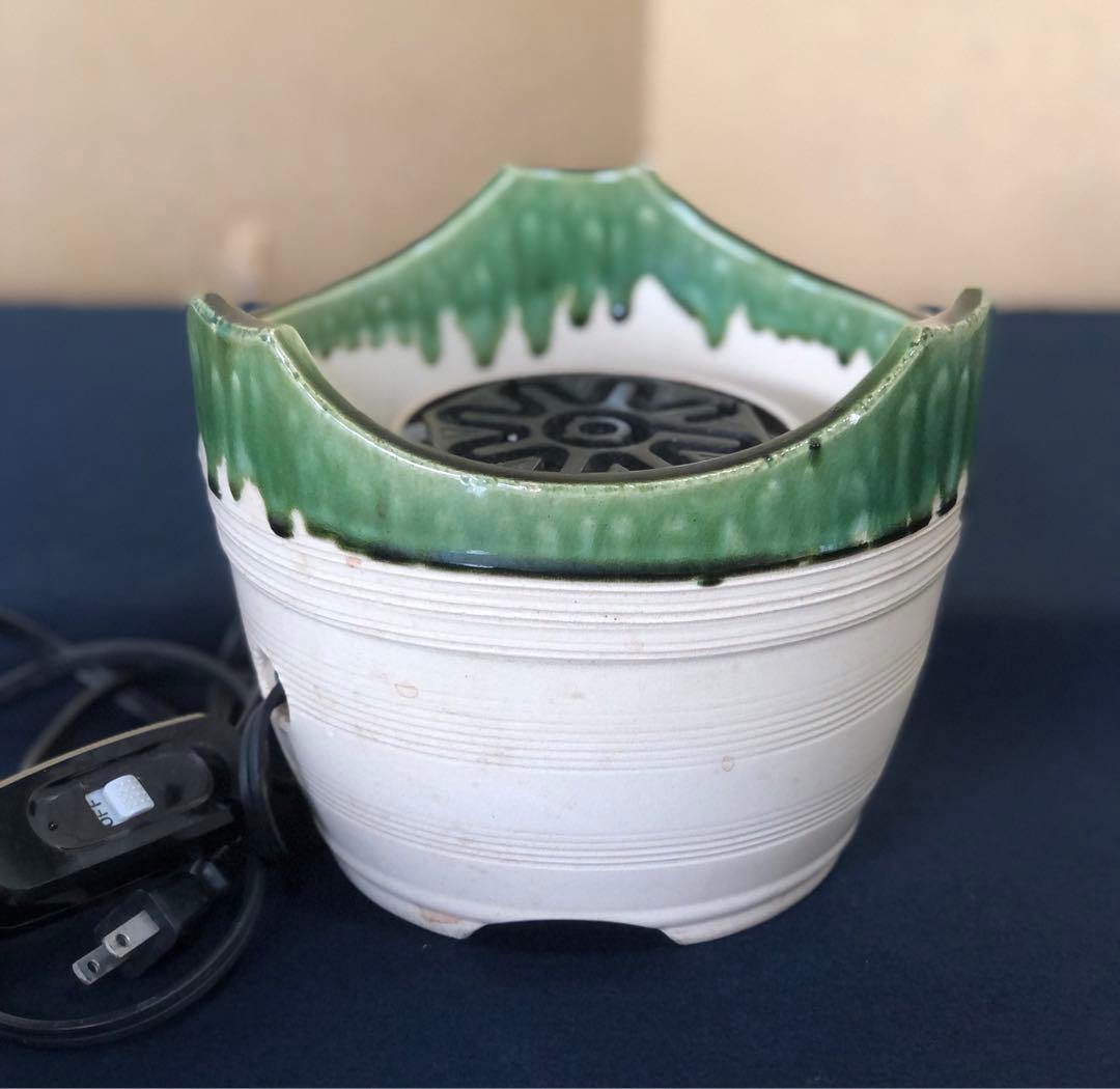 《R》野々田式 織部 江戸火鉢 電熱器 煎茶 茶道具　1f