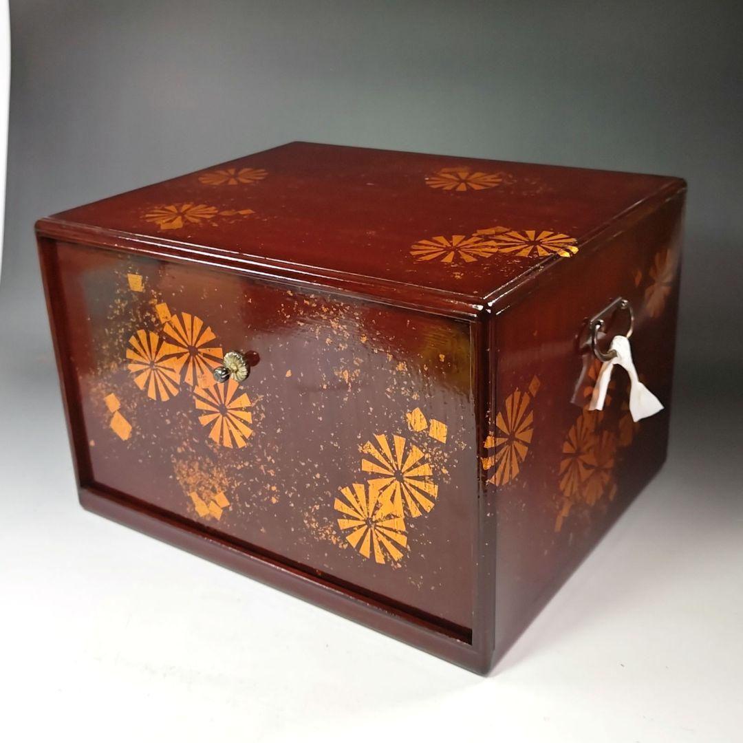 イ628 茶箱『前端雅峰造』『菊蒔絵　茶箱　木箱』茶道具