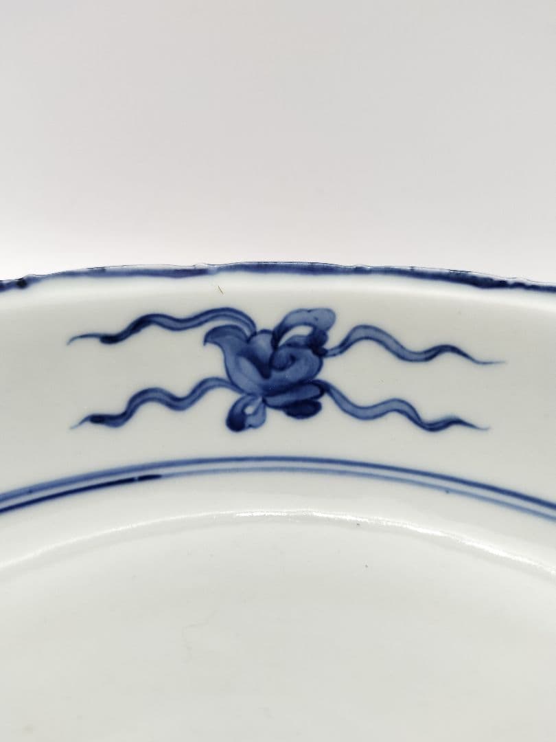 b68【未使用】染付 七宝絵皿 菓子器 景徳鎮 三代森村嘉祥 茶道具 古物