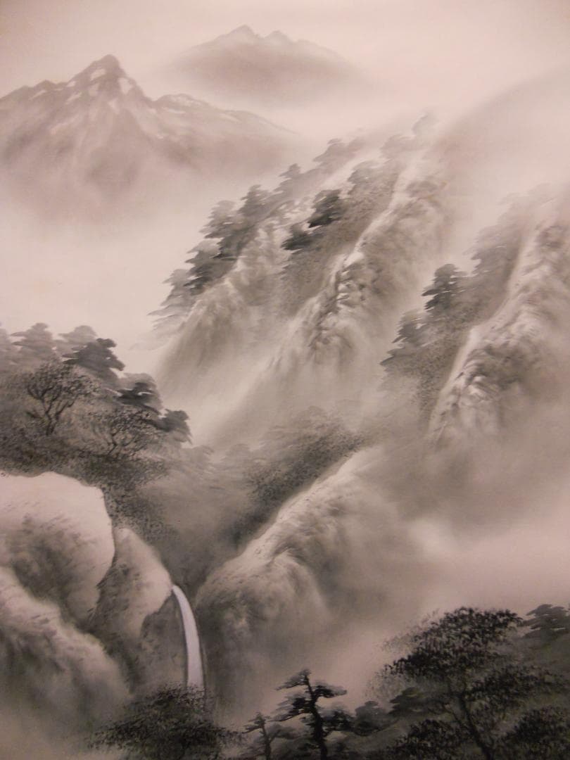 掛け軸 今井祥堂 水墨山水 絹本 希少 軸装 茶道具 掛軸 美品 です。