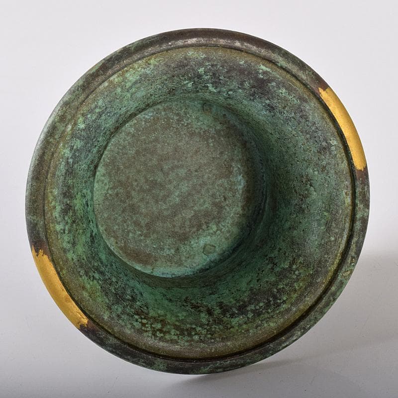 平安　秦蔵六造　塗金銅香炉　「瑞雲」　共箱　G　R8430