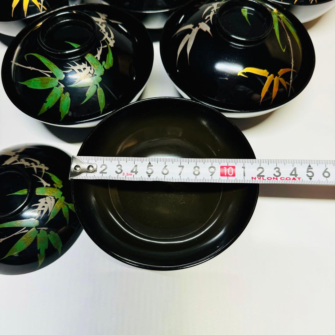 漆器　輪島塗　蒔絵　竹絵　木製　蓋付椀　お煮物椀　吸物椀　10客　共箱