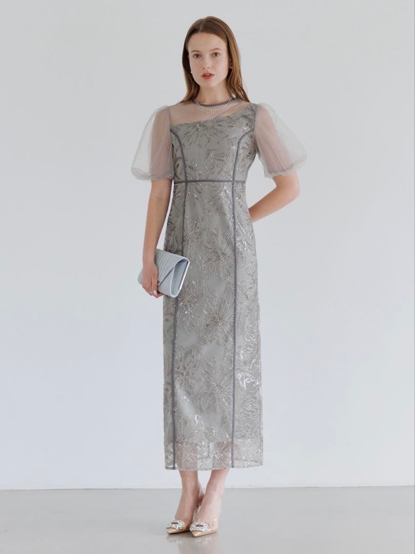 アシンメトリーシアーフラワーワンピースドレス結婚式二次会パーティー成人式デート