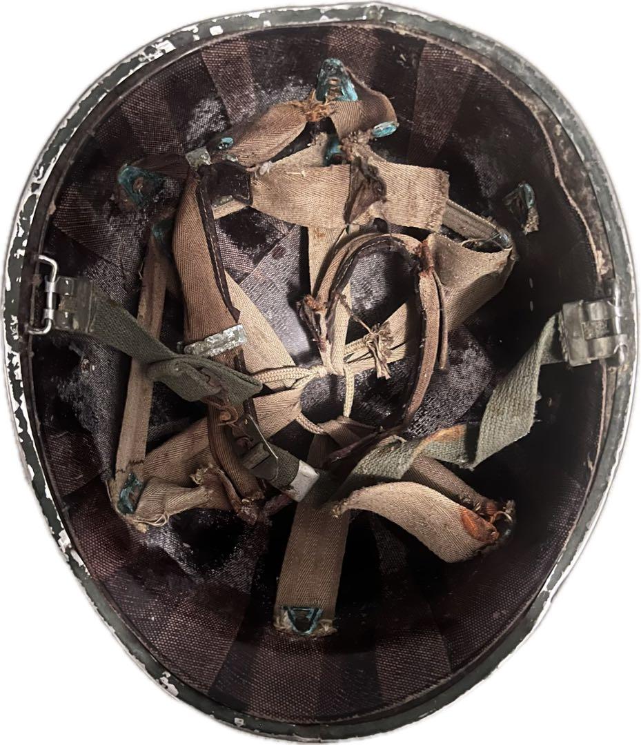 米軍実物 M1ヘルメット フロントシーム WW2 当時物 ライナー付 ミリタリー