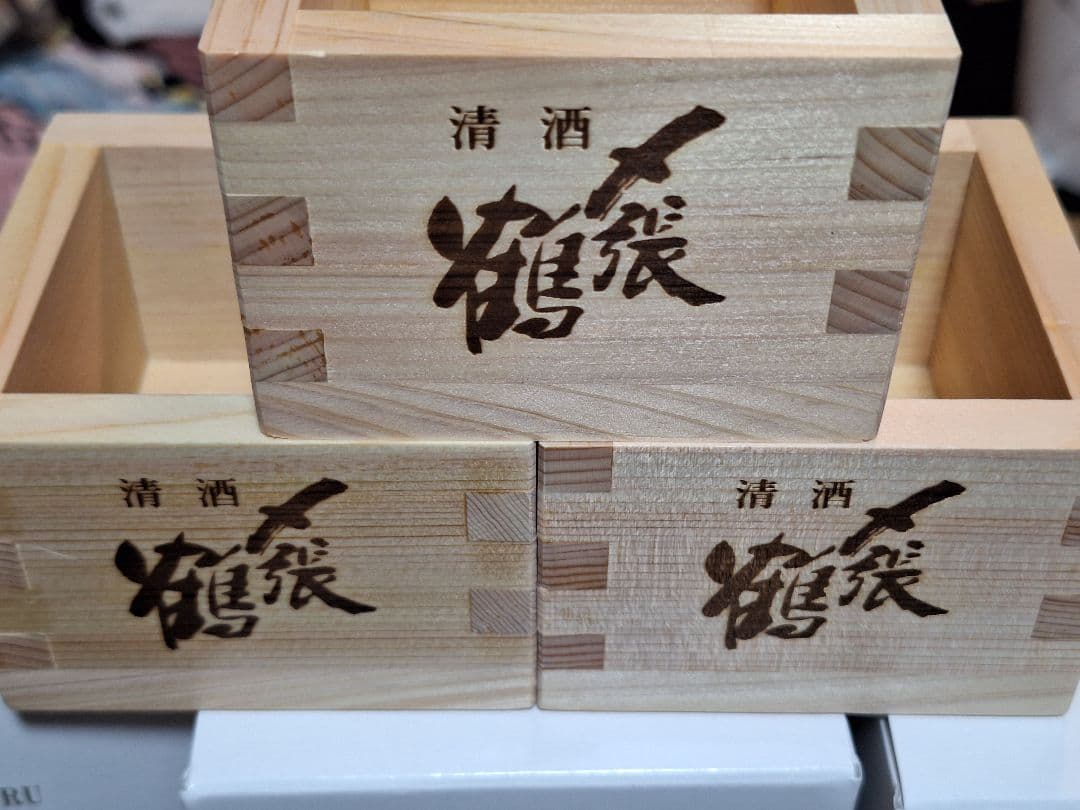 〆張鶴　純米吟醸酒 3本セット 木製升付き