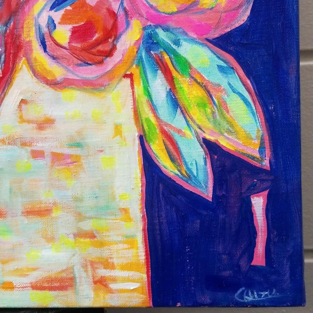 油絵　よっこ　まるまるとした大きいお花